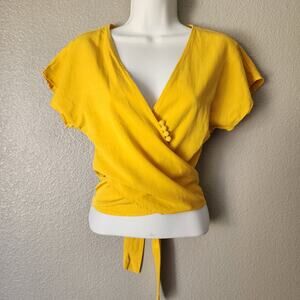 Zara Yellow Wrap Blouse